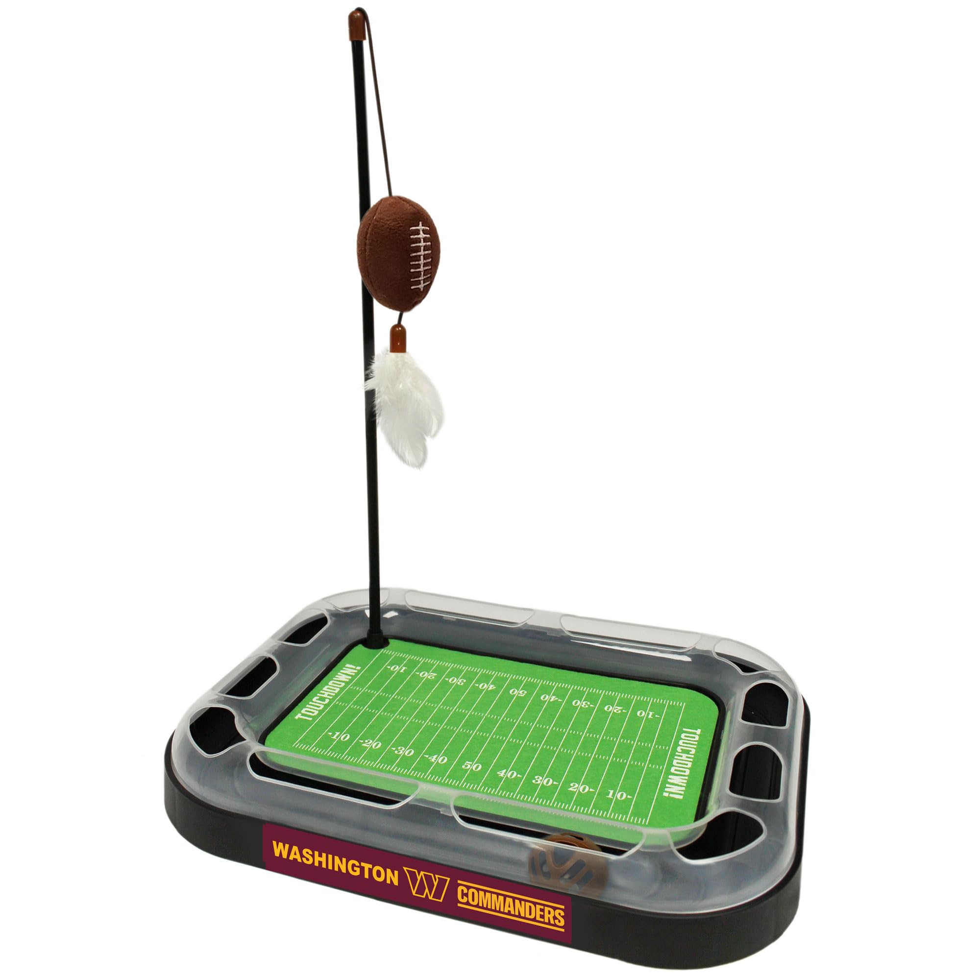 Rascador para gatos interactivo con pluma y juguete fútbol Washington Commanders