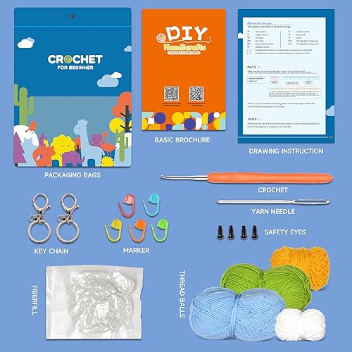 Miniatura 9 de EAZYIN Kit de ganchillo para principiantes, kit de animales de ganchillo para adultos y niños, conejo, hámster, juego de animales de rana, festival,
