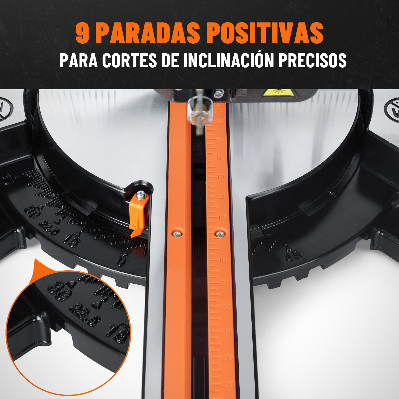 DOVAMAN DMS01A Sierra Ingletadora 2000W, 2 Velocidades 3200/5000 RPM, 3 Hojas TCT, Corte Máx 340x90mm, Inclinación 0–45°, Guía Láser, 9 Posiciones, Para Madera PVC Aluminio Metales Blandos