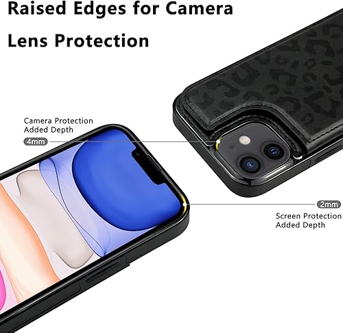 Miniatura 5 de TopPerfekt Funda de piel con tapa para tarjetas compatible con iPhone 13 y 14 de 6.1 pulgadas, para mujeres y niñas con tarjetero y doble cierre