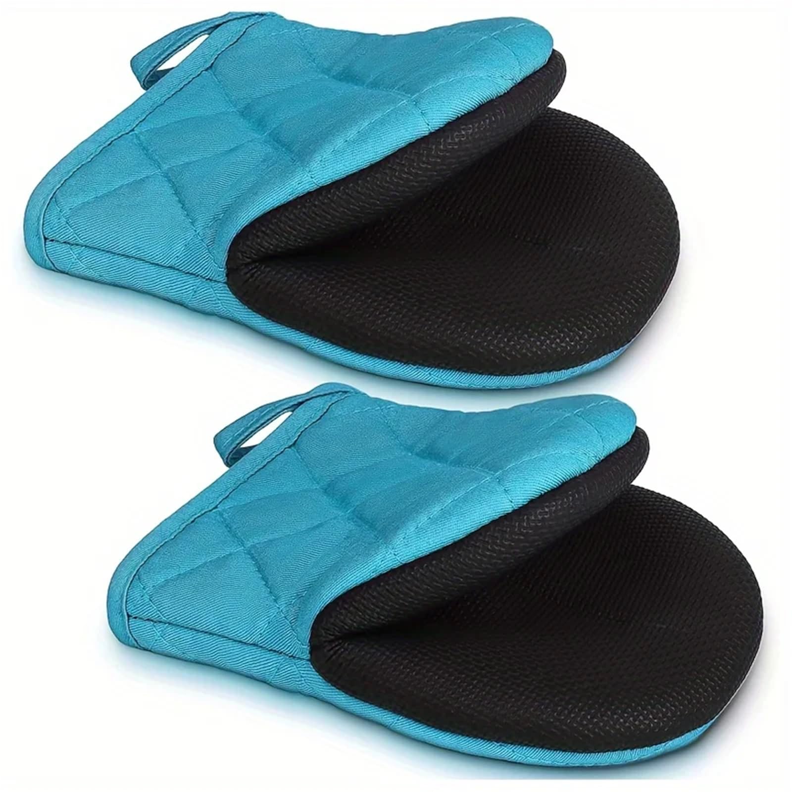 Manoplas Horno Manoplas de Cocina Silicona Multicapa for cocinar y Hornear Guantes Antideslizantes Resistentes al Calor para Cocinar(A Pair Blue)