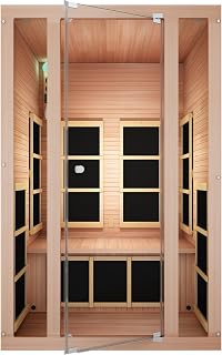 JNH Lifestyles 2-Person Ensi Cedar Home Infrared Sauna Ultra-Low EMF – Indoor Personal Wellness Spa for House and Gym