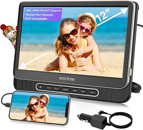 Miniatura 1 de WONNIE Reproductor de video con reposacabezas de 12 pulgadas para automóvil, compatible con video 1080PMP4 con entradasalida HDMI, soporte de