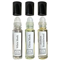 Vista 14 de Juego de 3 aceites corporales con fragancia unisex, almizcle blanco, sándalo, ámbar, concentrado, sin alcohol, roll-on