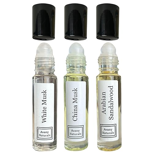 Miniatura 1 de Juego de 3 muestras de aceite corporal de fragancia unisex, almizcle blanco, almizcle de china, aceite de almizcle de sándalo, perfume concentrado,