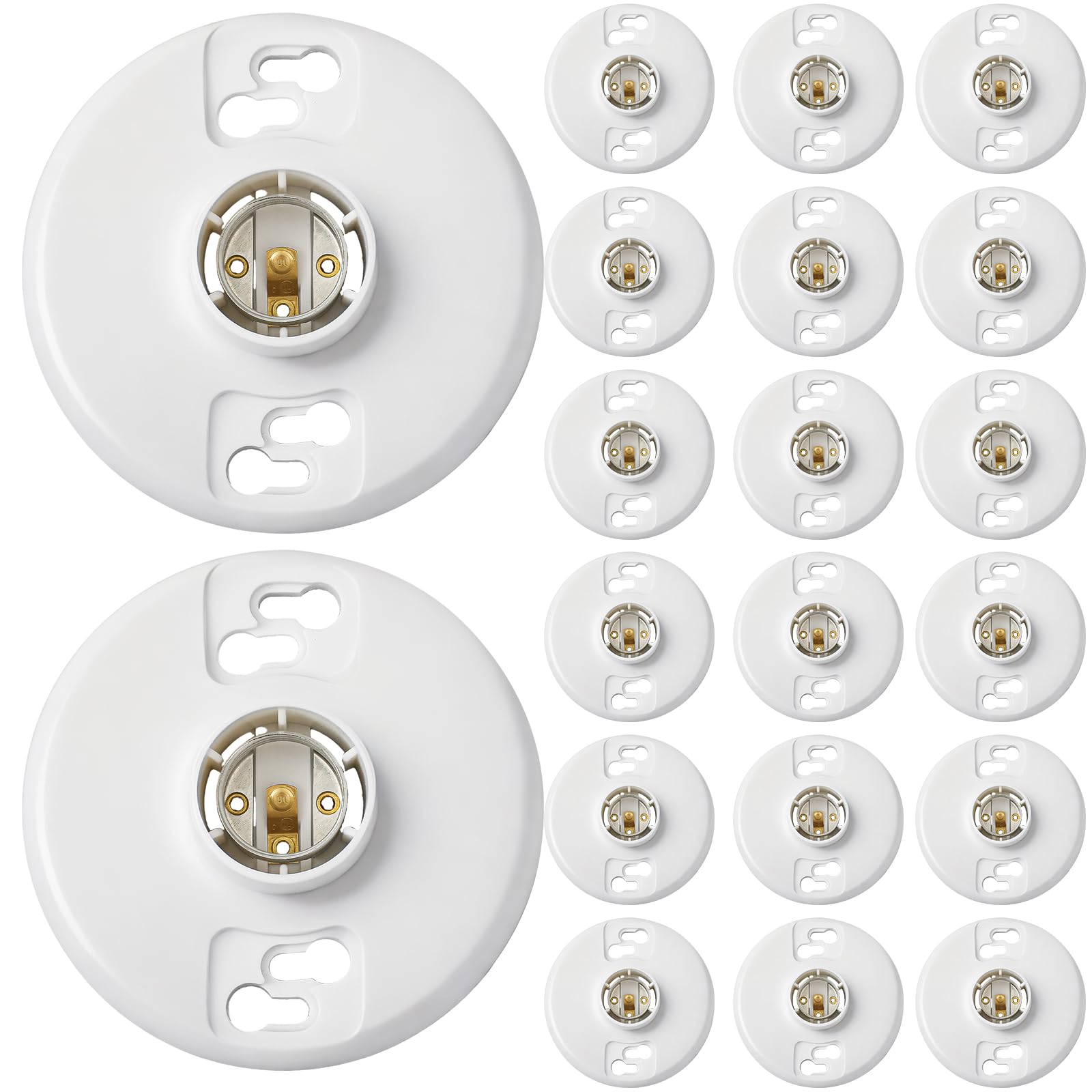 Saysurey 20 Pcs E26 Medium Base Light Socket Replacement, Ul Listed Keyless Ceiling Lamp Holder, Light Bulb Socket, Compatible with LED CFL Incandescent Bulbs, 660w 250v (Phenolic Resin)