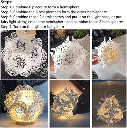 Miniatura 3 de Farol de copo de nieve de papel 3D con troqueles de metal luminario, troqueles de regalo de copo de nieve de Feliz Navidad, plantillas cortadas para