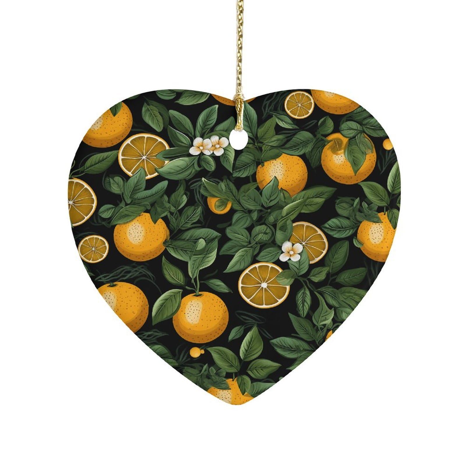 Fekiloot Style Oranges And Leaves Ceramic Ornament Home Decor Keepsake