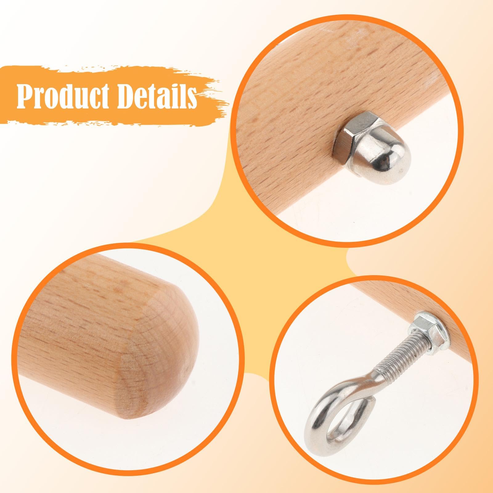 Pilates Roll Down Bar Accessorio Pilates Barra di Resistenza in Legno E Acciaio con Ganci Bastone per Allenamento Multifunzionale Adatto per Casa