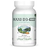 Maxi Health Vitamin D3 1000 IU Dietary Supplement - Easy to Swallow - Odorless & Tasteless - Supports Calcium Absorption, Immune Health and Bone Health in Adult Women & Men - 180 Tablets