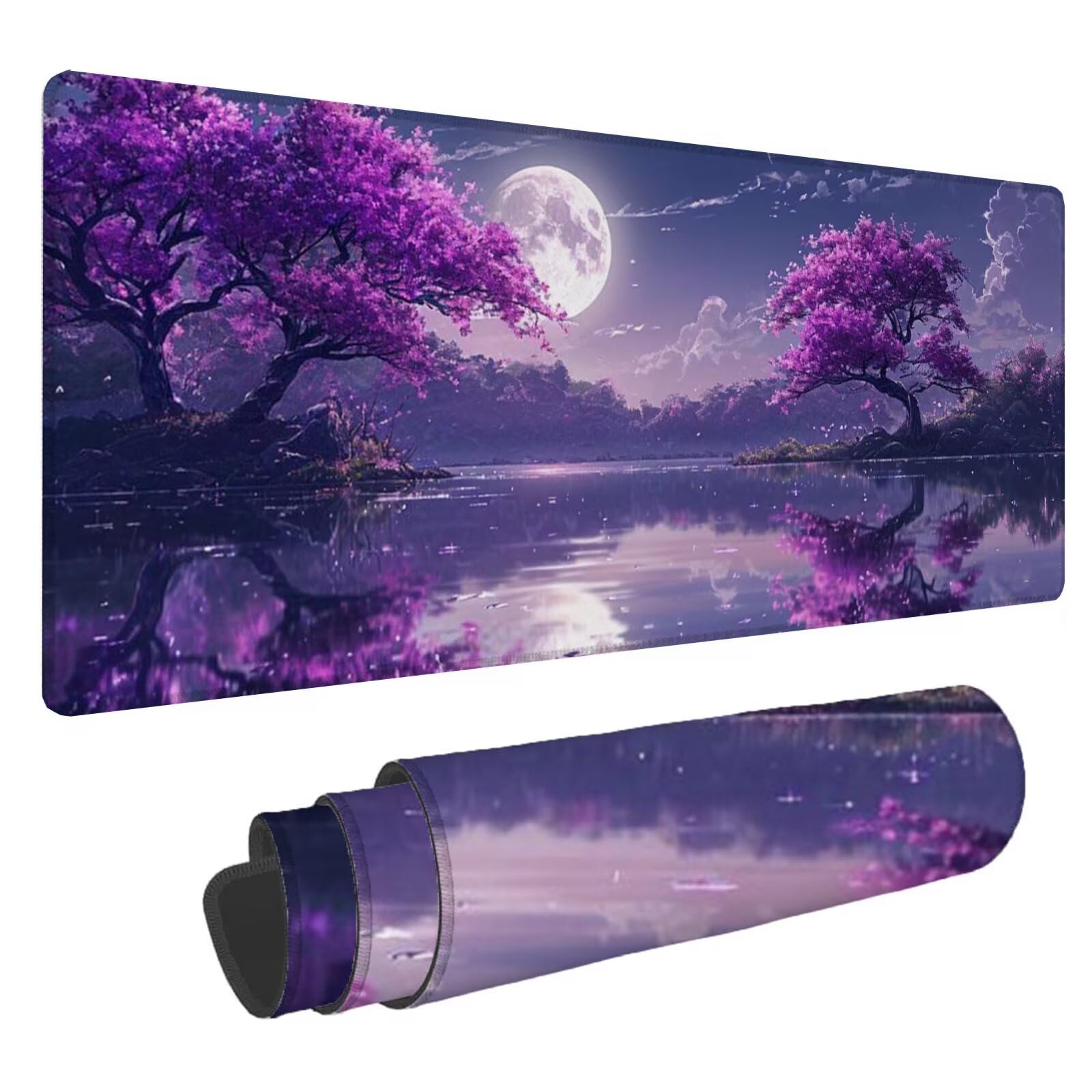Podkładka pod mysz 1000 x 500 x 3 mm duża podkładka pod mysz księżyc podkładka do gier XXL, drzewo myszy antypoślizgowa gumowa podstawa zmywalna wodoodporna podkładka pod biurko na laptopa biuro