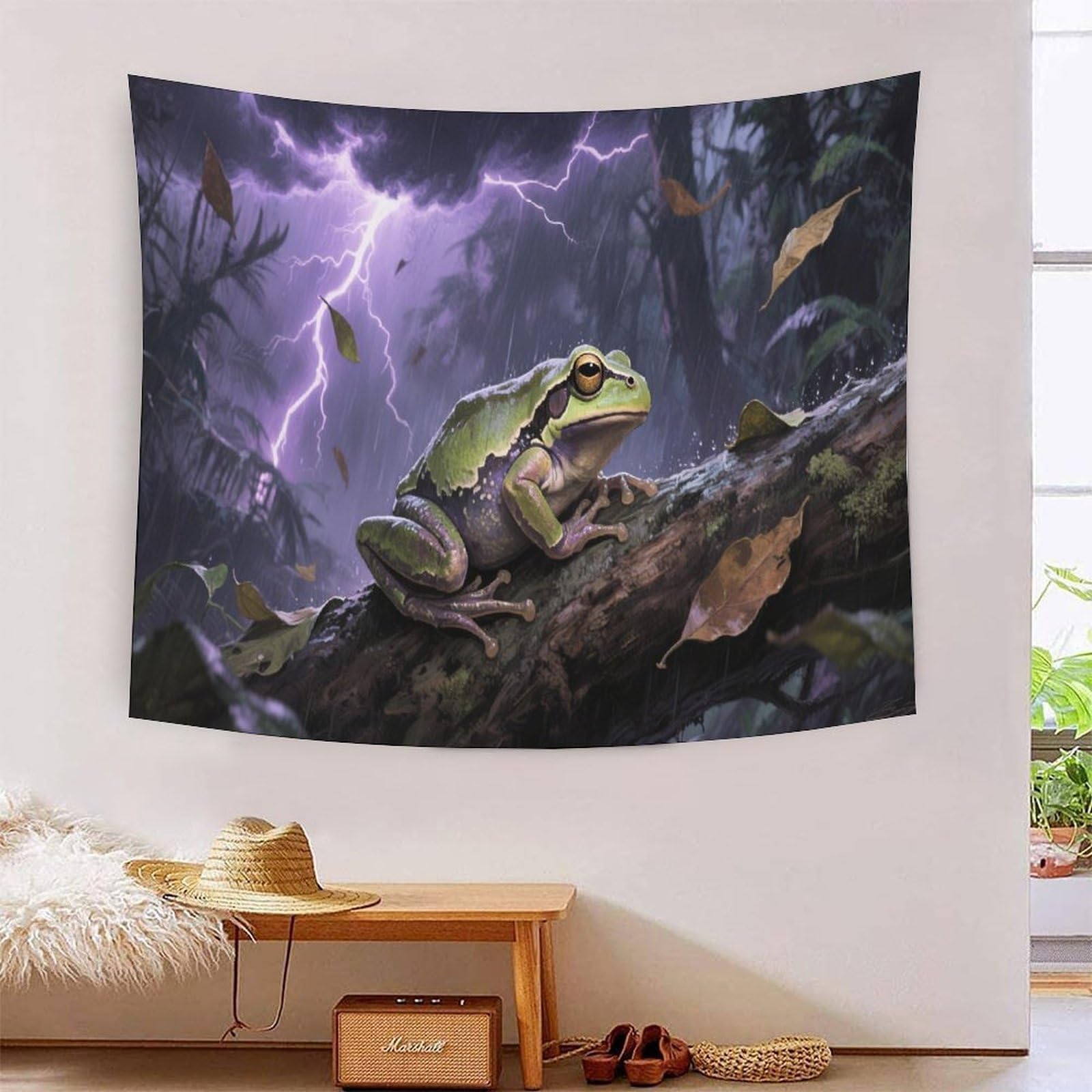 YYVKPMLXC Wall Blanket Tree Frog Tapestry,Thunderstorm Rainforest 3D Print Wall Hanging Tapestries Dorm Decor Soft Polyester for Living Room Bedroom 100cmx150cm