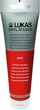 Lukas CRYL Studio Artist Acrylic Paint, Cadmium Red Light Hue, 125 ml Tube - High Pigment Acrylic Paints for Canvas Painting, Large Scale Works - Medium-Viscosity, Water-Mixable, Fast Drying