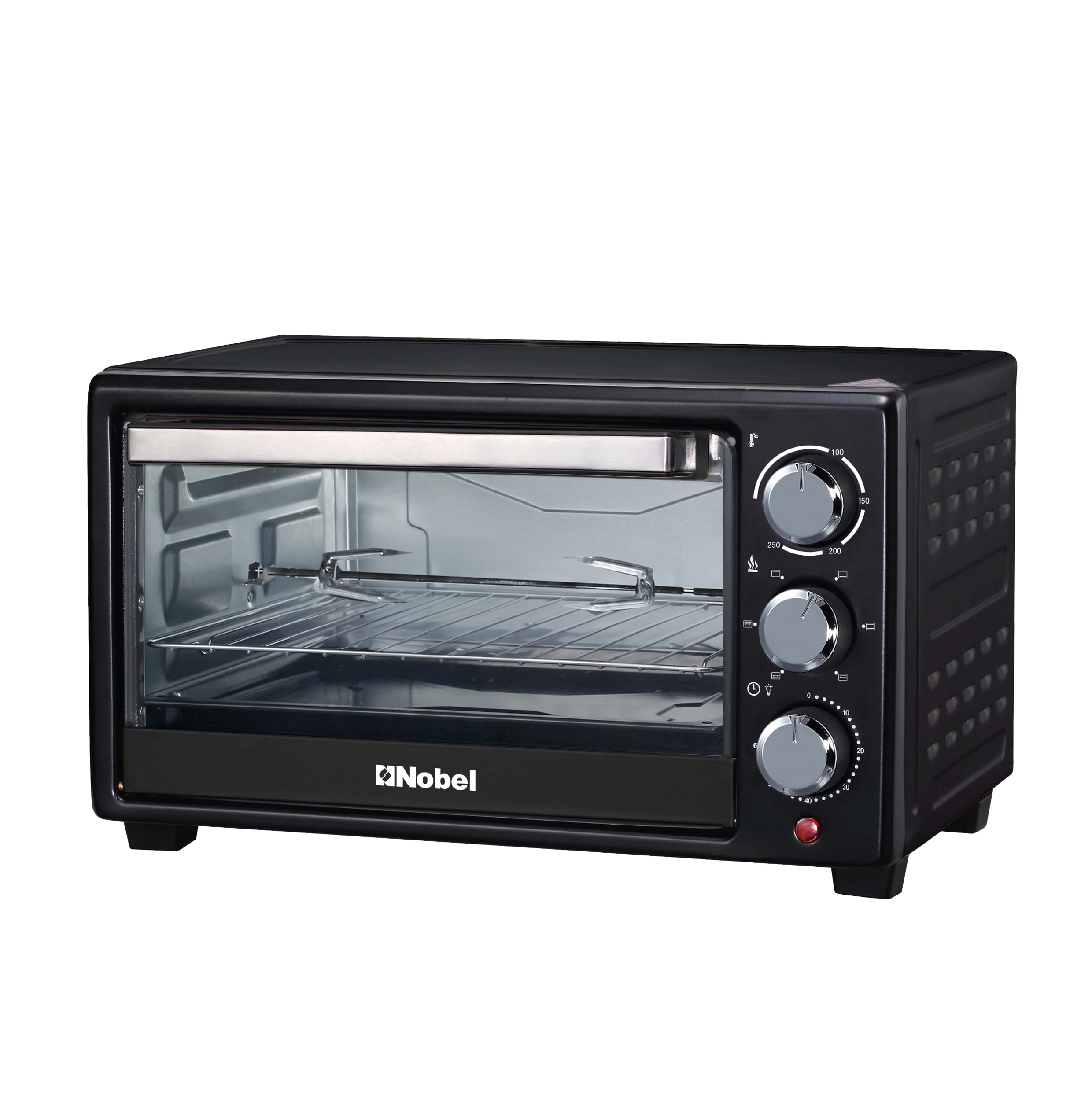Electric Oven 18 Litres Capacity, 100-250℃ Temperature Control, 60 Minutes Timer, Rotisserie, Inner Lamp, Stainless Steel Heating Element (1280W) NEO20 Black