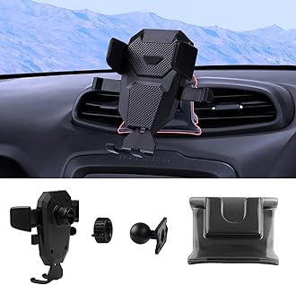 Karltys Car Phone Holder for Jeep Renegade 2015-2024 Accessories Renegade Cell Phone Holder Air Vent Mount for 4-7 Inch Phones Hands Free Thick Case Friendly Mobile Stand