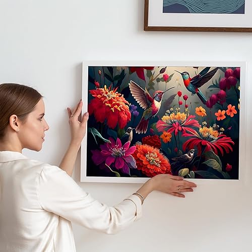 Miniatura 6 de MOGTAA Coloridos kits de arte de diamantes de colibrí para adultos, kits de pintura de diamantes de flores para principiantes, kits de puntos de