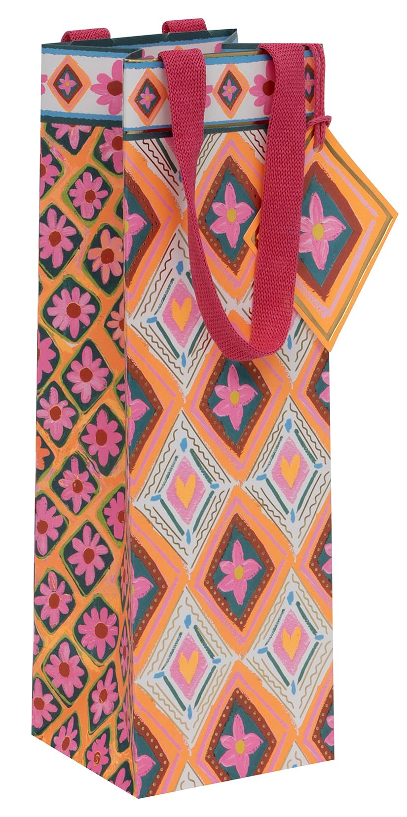 Glick Bottle Gift Bag - Floral Fusion Design - 110 x 340 x 100mm