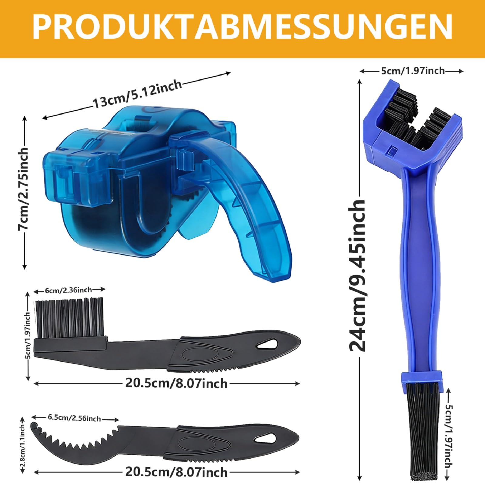 HOKYYCC Kettenreiniger Fahrradkette, 4 in 1 Fahrrad Kettenreiniger Set, Geeignet für alle kettenreinigungsgerät fahrrad, Fahrrad reinigungsset für Ketten Schnelles Sauberes - 3