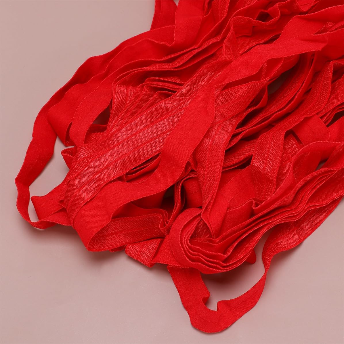 Hoement 20m Long 1.5cm Wide Red Chinlon Elastic Band Stretchy and Free to Cut Double Back Wrapping Strip for DIY Clothing Accessories and Household Sewing Projects