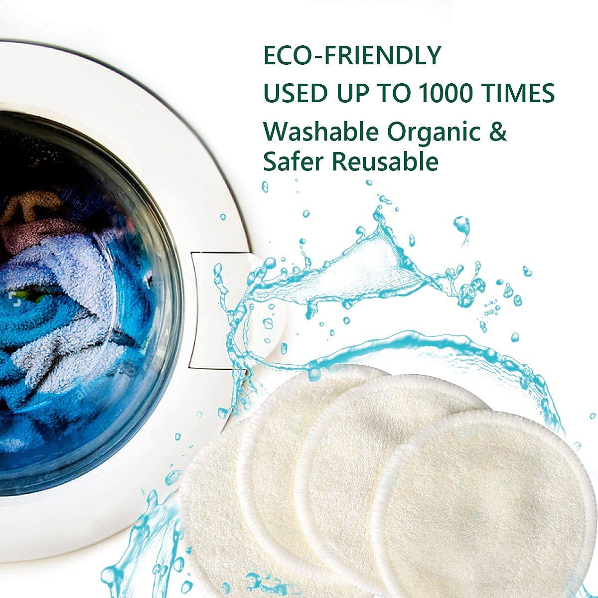 Chloven 30 Pack Organic Reusable Makeup Remover Pads - Bamboo Reusable Cotton Rounds for Toner, Washable Eco-Friendly Pads for all Skin Types with Cotton Laundry Bag : Beauty & Personal Care