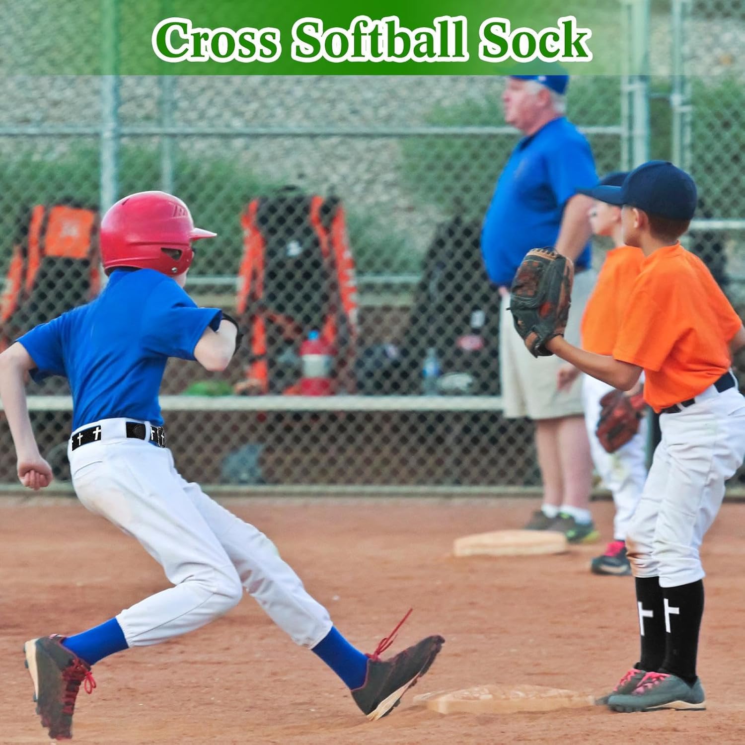 2 Pairs Christian Baseball Socks and Belt Combo Set Adjustable Cross Softball Sock Belt for Youth Boys Girls Adult