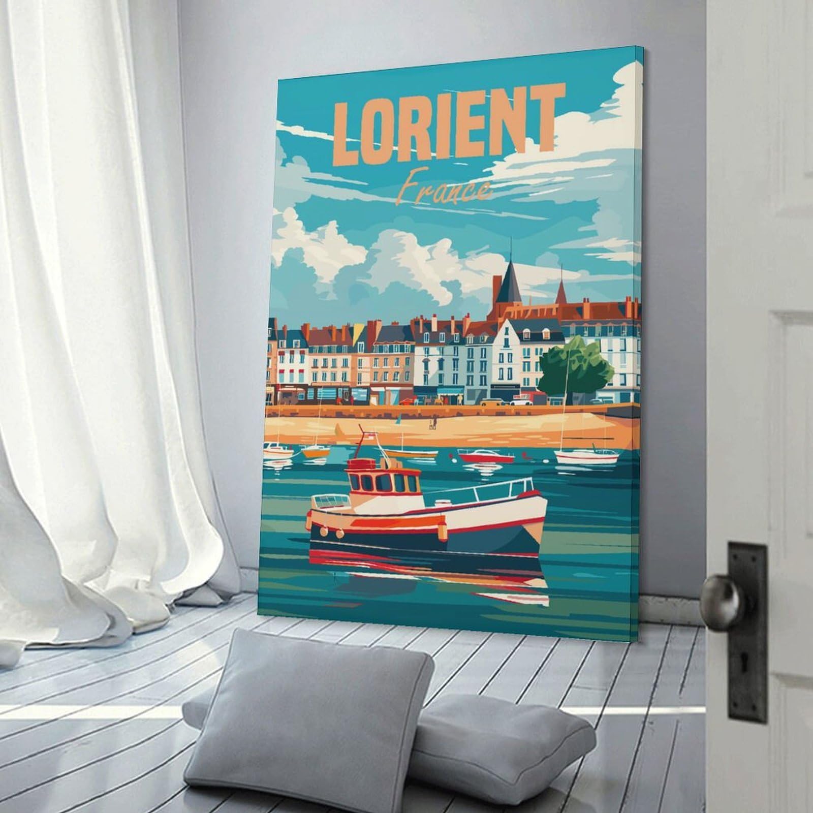 Junmoney Hanging Wall Art Lorient France, 16x24inch(40x60cm), for Contemporary Homes, Apartments Or Offices, Stylish Wall Art for Fresh Spaces