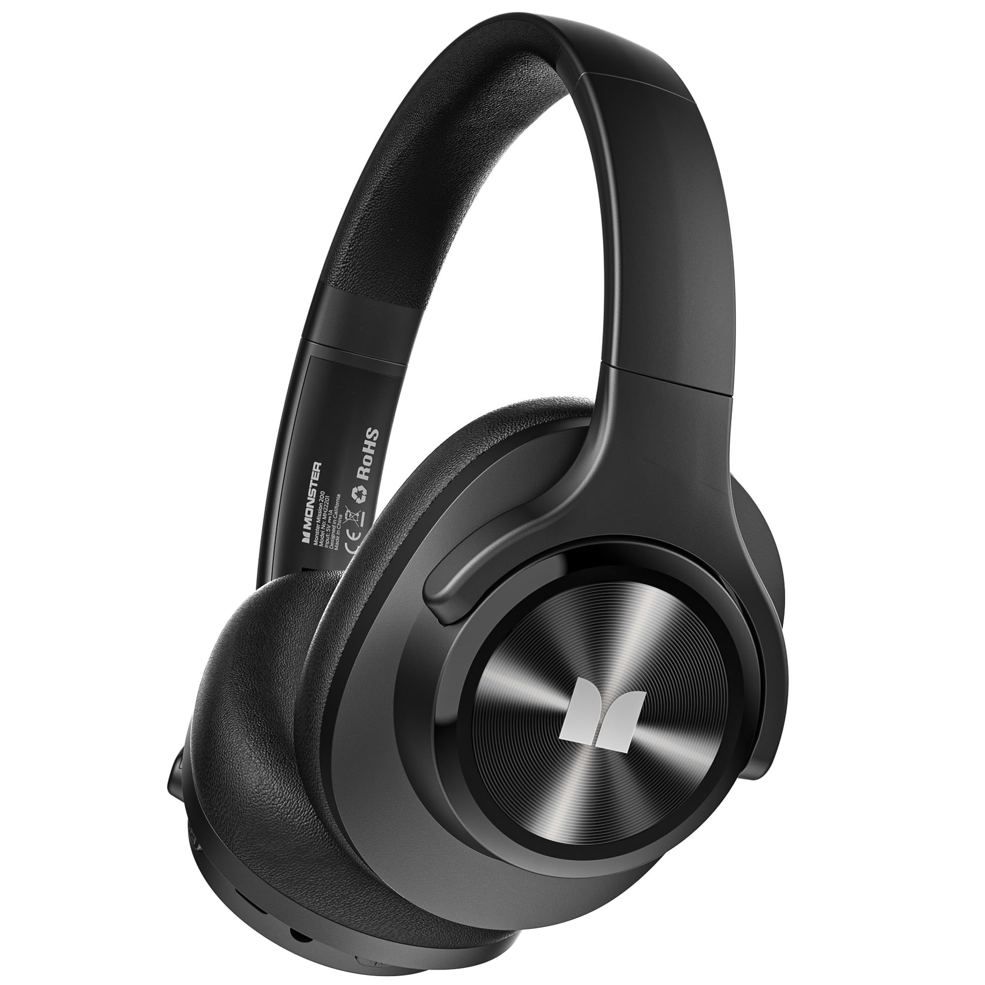 Monster Mission 200 Bluetooth Headphones, Wireless Headphones with 3 EQ Modes, Low Latency HiFi Stereo Foldable Lightweight Headset, 60H Playtime,Deep Bass for Home Office Cellphone PC Ect