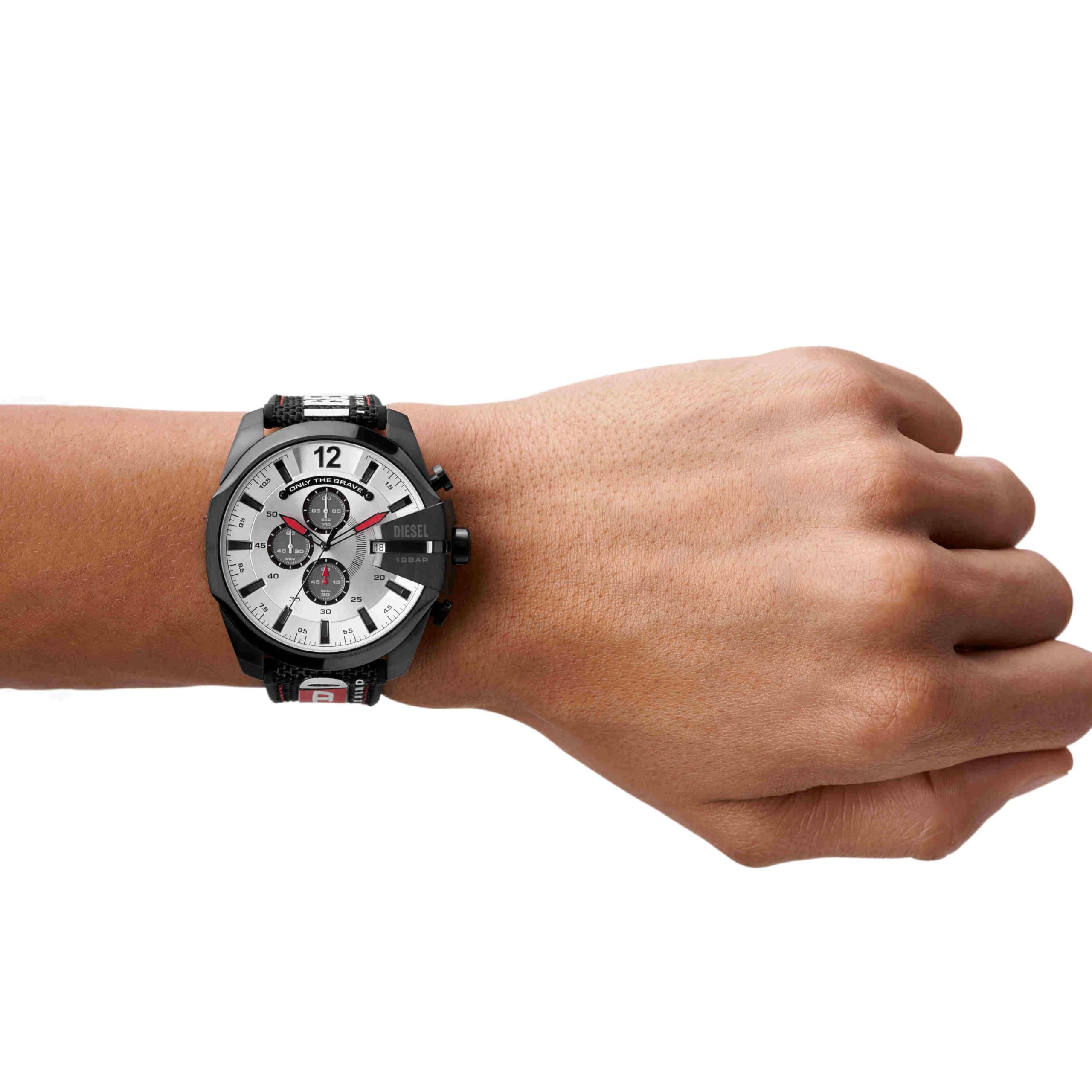 Diesel Mega Chief Herrenuhr, Chronographenwerk mit Silikon- oder Kunststoffarmband