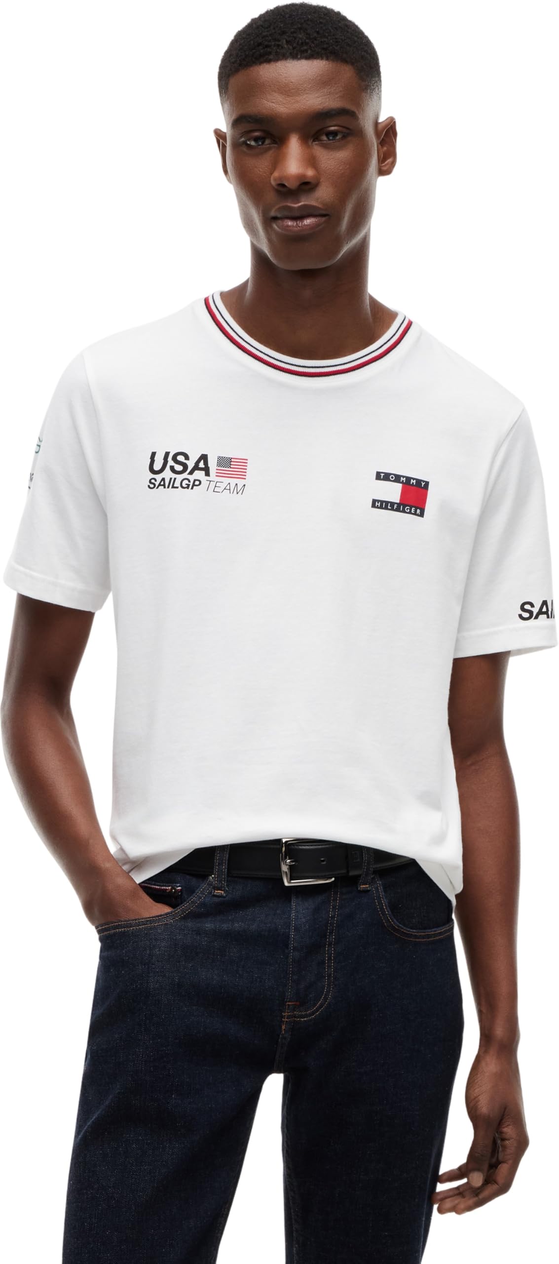 Tommy Hilfiger Herren T-Shirt Kurzarm US SailGP Replica aus Baumwolle