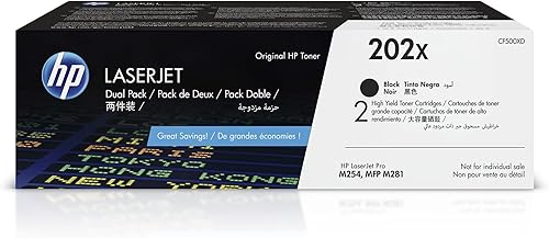 Miniatura 1 de HP Cartuchos de tóner negros de alto rendimiento 202X para impresoras HP (paquete de 2) | Funciona con Color LaserJet Pro M254, Color LaserJet Pro
