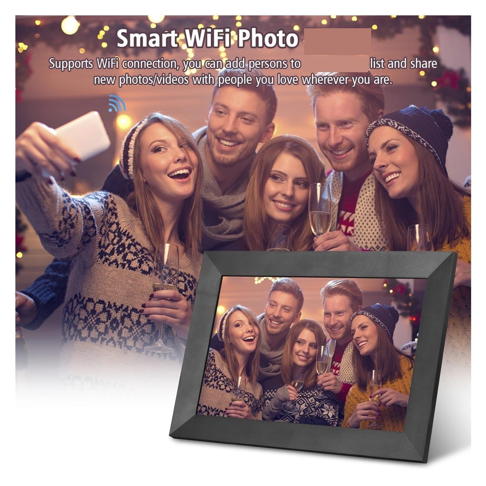 8-calowa Inteligentna Ramka Na Zdjęcia WiFi Cyfrowa Album Fotograficzny IPS Ekran Dotykowy 1280 * 800 Zdjęcie 1080P Wideo 16 GB Pamięci WyjąTkowe WrażEnia Wizualne(Black 10.1 Inch)