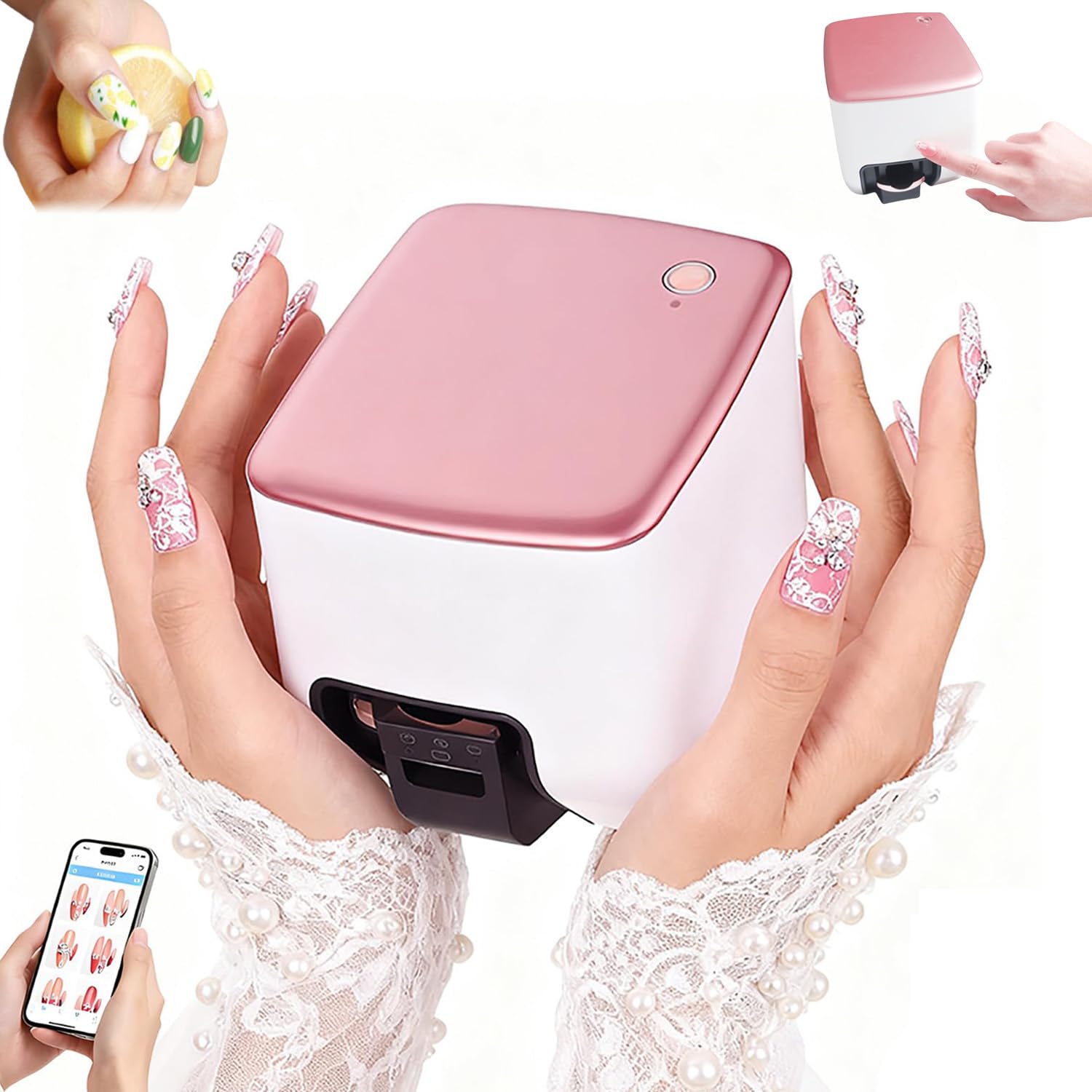 Impresora 3D para decoración de uñas, máquina de impresión de uñas DIY con control de aplicación, alta resolución de 4800 ppp, reconocimiento automático de forma de uñas y dibujo rápido 10S