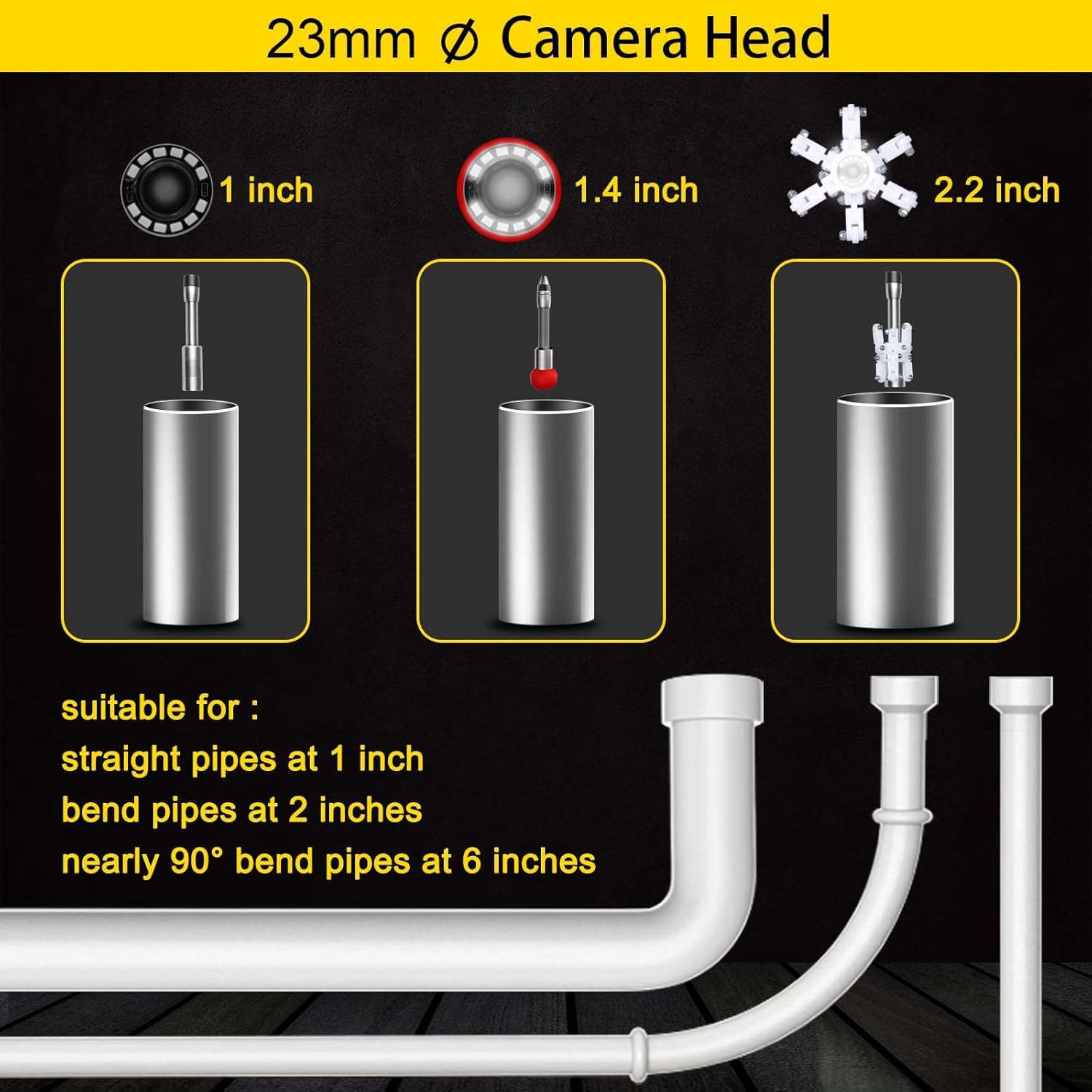 Sewer Camera 165ft with 512Hz Sonde Transmitter, Plumbing Camera Snake with DVR Recorder, Inspection Cam with 7" LCD Monitor with Fiber Optic Cable Wire (8 GB SD Card Included) — Amazon image 6