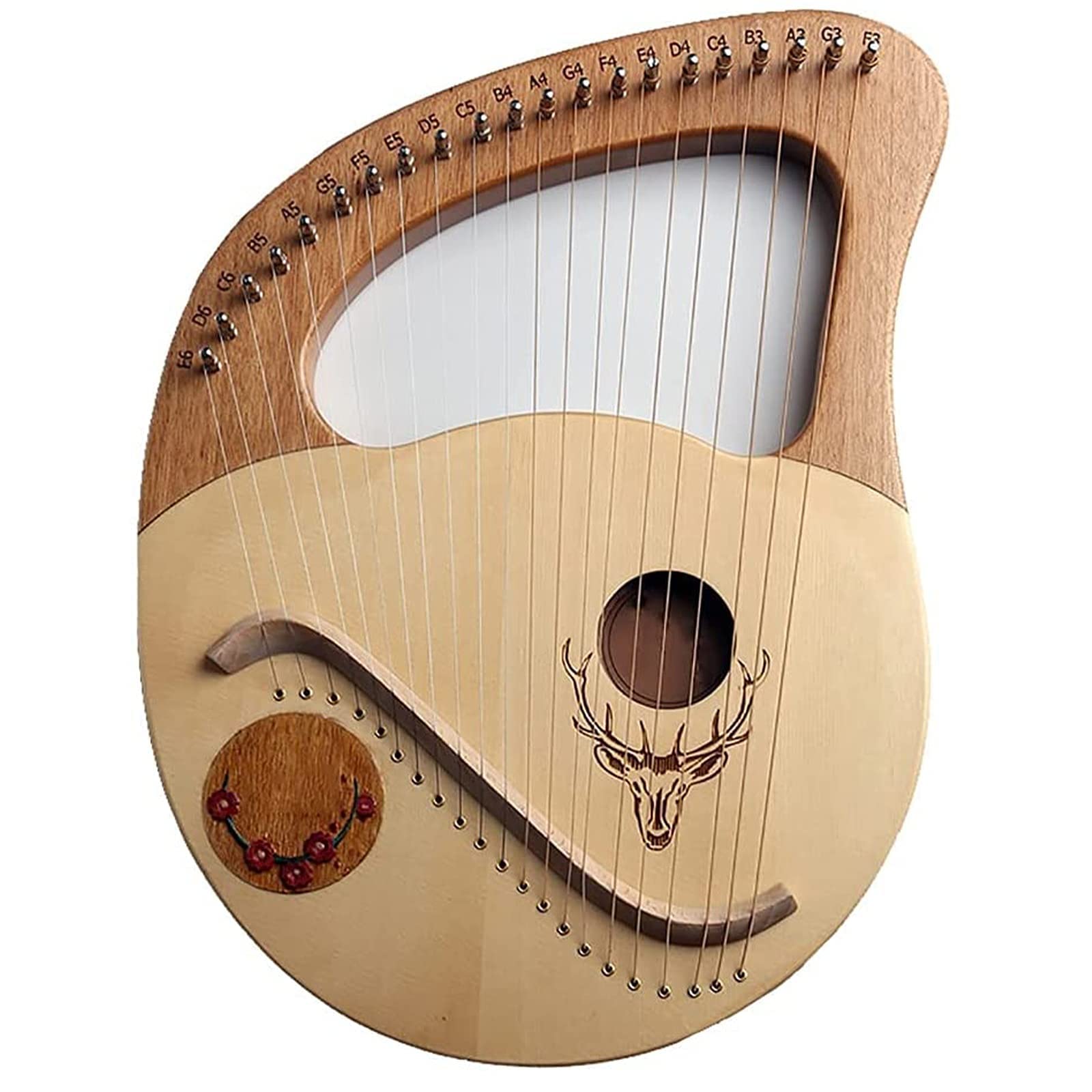 Arpa da giro fatta a mano, arpa lira 21 strumenti arpa in metallo for principianti, strumenti musicali lira arpa in legno di mogano violino greco pianoforte miglior regalo for gli amanti della m