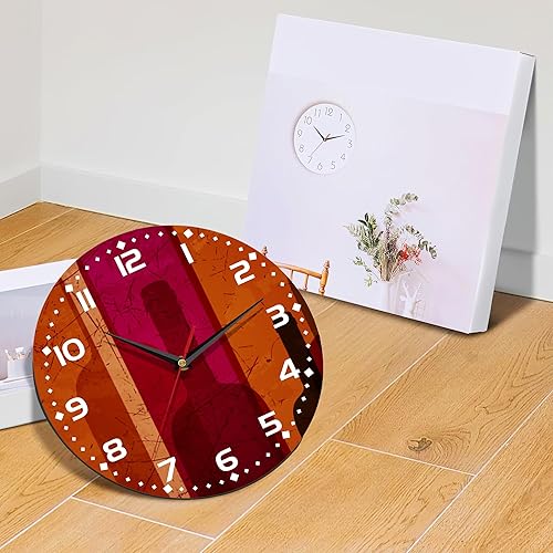 Miniatura 6 de Reloj para sala de estar, reloj de pared de vino abstracto, reloj de pared de madera vintage, silencioso sin tictac, funciona con pilas, números