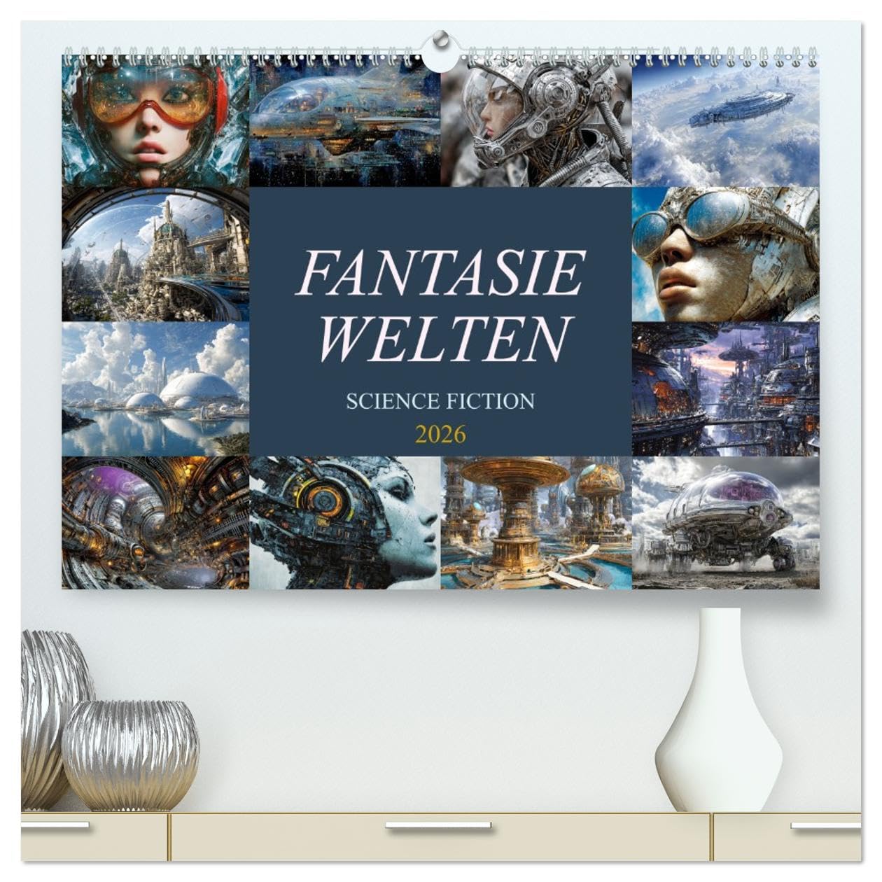 Fantasie Welten - Science Fiction (hochwertiger Premium Wandkalender 2026 DIN A2 quer), Kunstdruck in Hochglanz: Fantastische Zukunftswelten zum Träumen und Inspirieren. (CALVENDO Technologie)