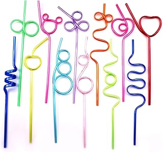12 Pcs Colorful Curly Straws - Reusable Party Straws for Kids and Adults...