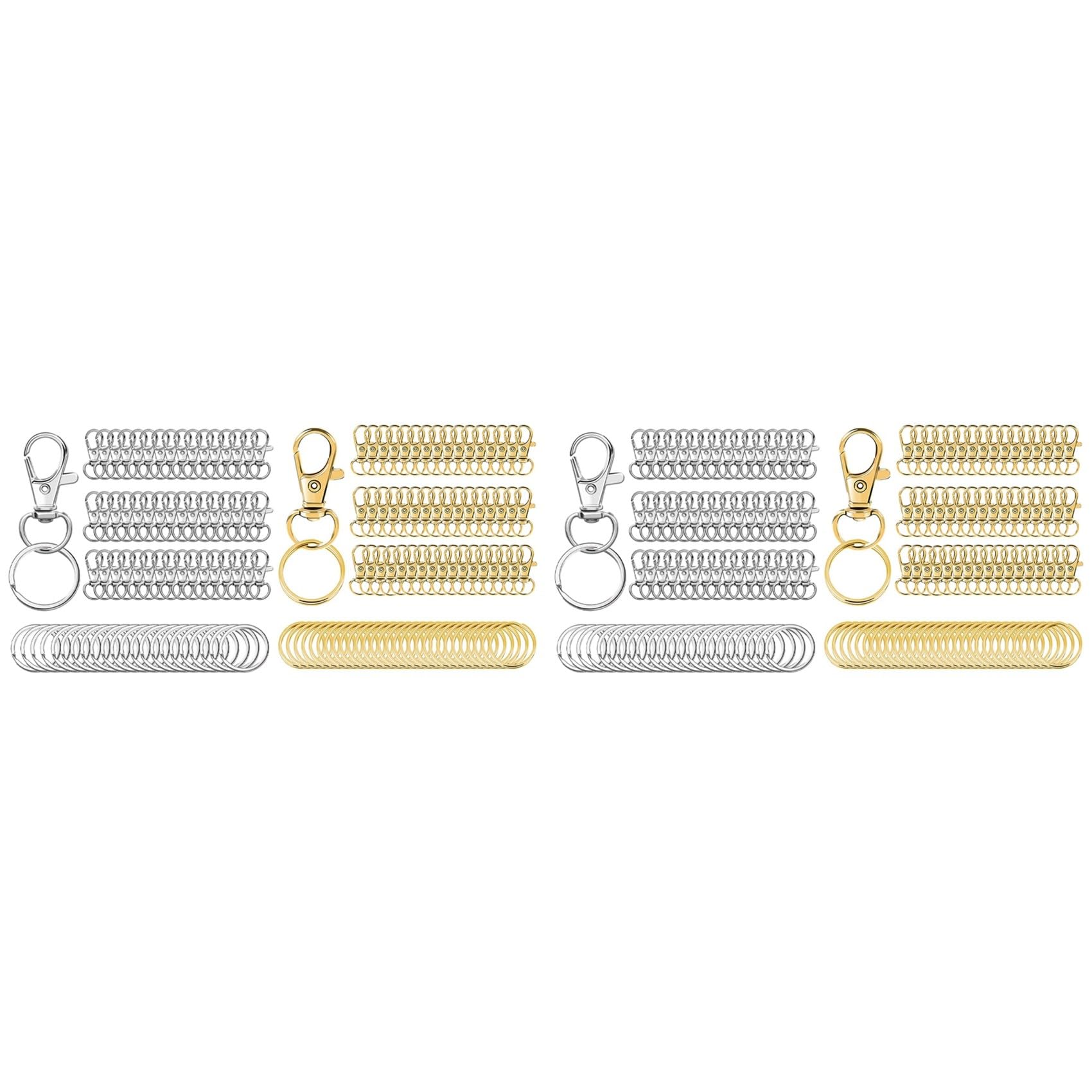 Vjsujehgy 200Set Metal Swivel Snap Hooks with Key Rings for Keychain Clip, Lanyard, Key, Art Crafts, Silver+Gold