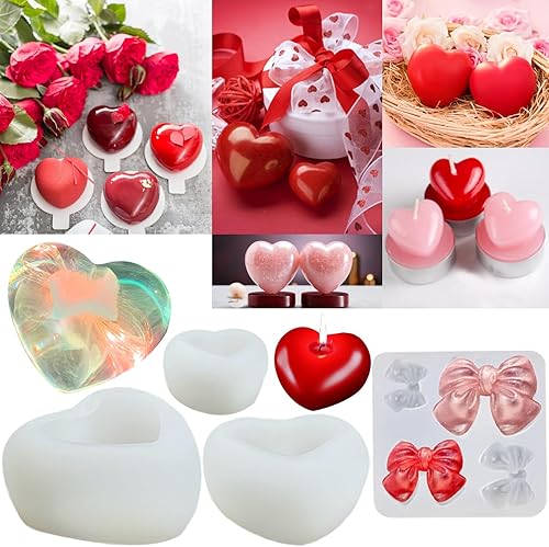 ZQYSING Paquete de 4 moldes de corazón de amor, moldes de silicona para pasteles hechos a mano, chocolate, dulces, velas, jabón, resina epoxi,