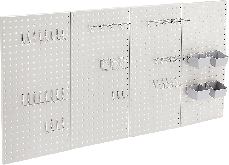 Rectangular Metal Pegboard Wall Organizer, Tool Storage Organization System, Rust and Scratch Resistant, 48-Piece Kit, Gray