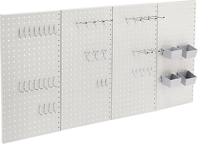 Amazon Basics 48 Piece Metal Rectangular Pegboard Set - Grey