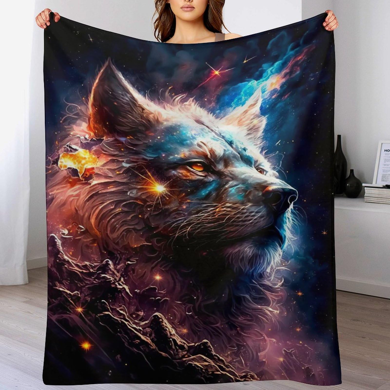 Couverture plaid lion en flanelle 130x180 cm pour canapé et lit doux