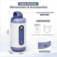 Vista 9 de Mecedora Recargable para Bebé Manos Libres y Calmante para Dormir – Dispositivo de Vibración Portátil con 6 Niveles, 21 Melodías y Sensor