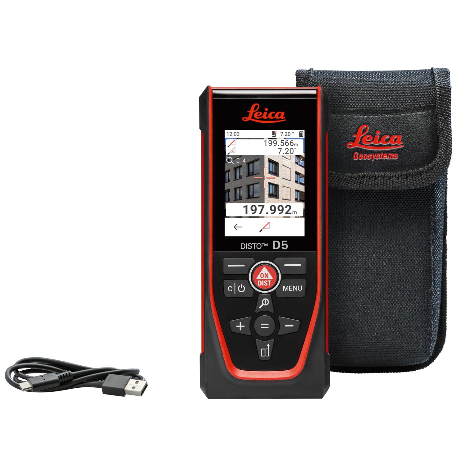 Leica Disto D5, Metro Laser Professionale con Bluetooth, Uso con App, Mirino, Uso Esterno e Interno, e Sensore d'Inclinazione per Tracciamento dell'Altezza, Profilo e Misurazione dell'Angolo