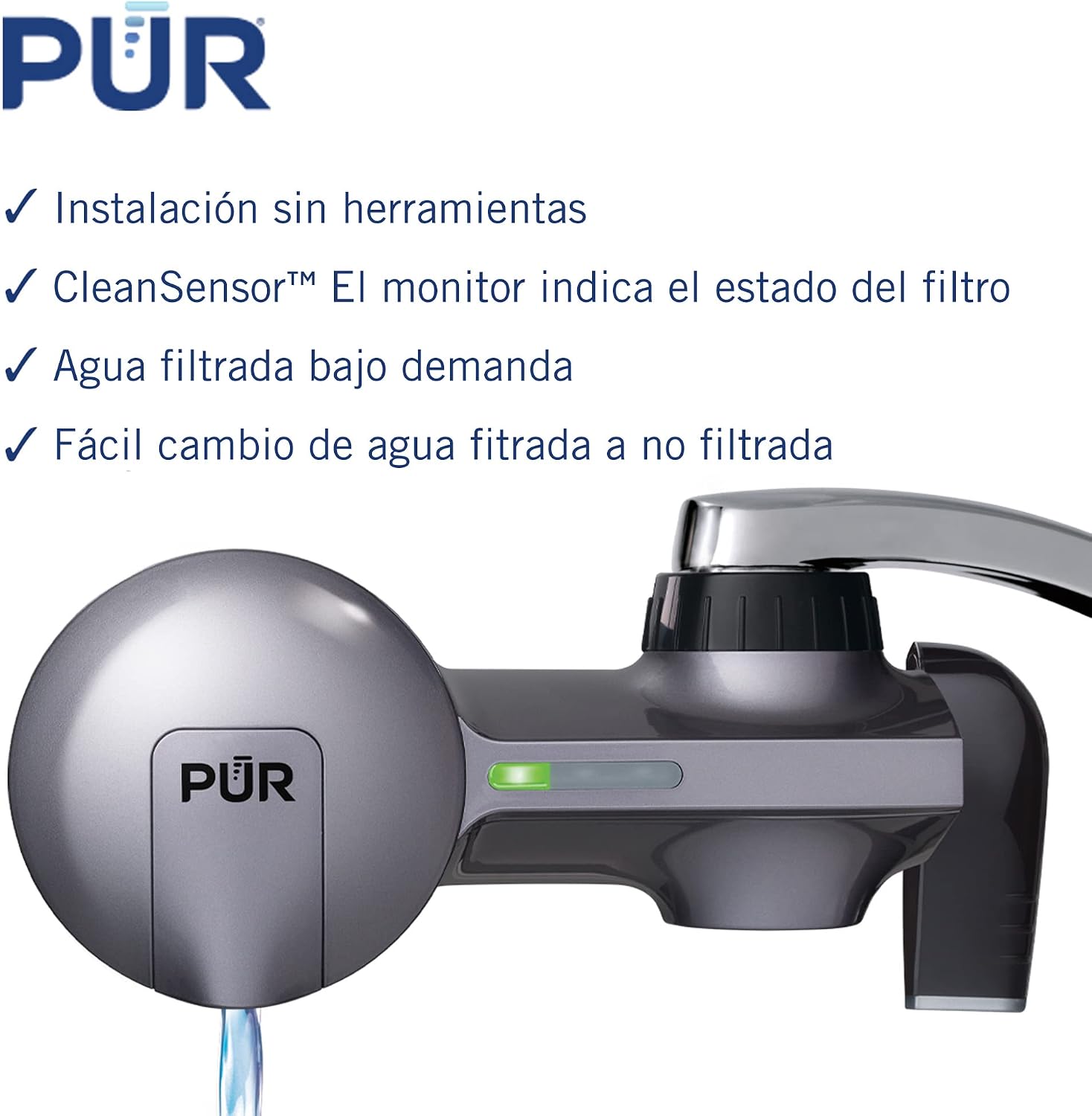 Flash Sale PUR PLUS Faucet Mount Water Filtration System, Metallic Grey – Horizontal Faucet Mount for Crisp, Refreshing Water, PFM350V
