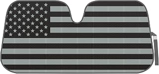 BDK American Flag Windshield Sunshade - Patriotic 4th of July Accordion Car Truck Sun Visor Cover, 58x28in UV Blocker