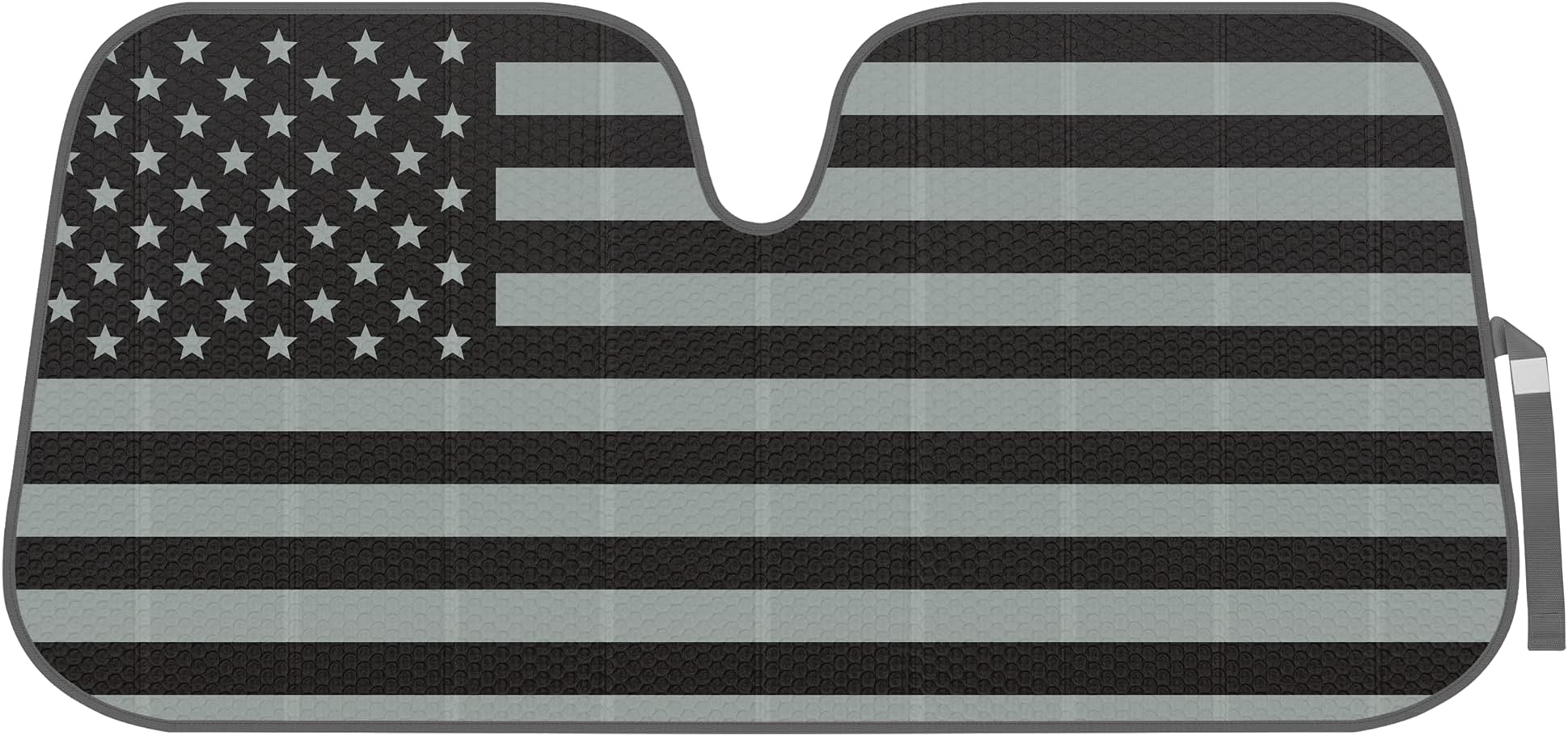 BDK USA 4th of July American Flag Black Curved Accordion Sun Visor for Car Windshield Cover - Truck Window Shades Car Flag & Sun Visor for Truck Windshield Sunshade - 58 x 27 inches