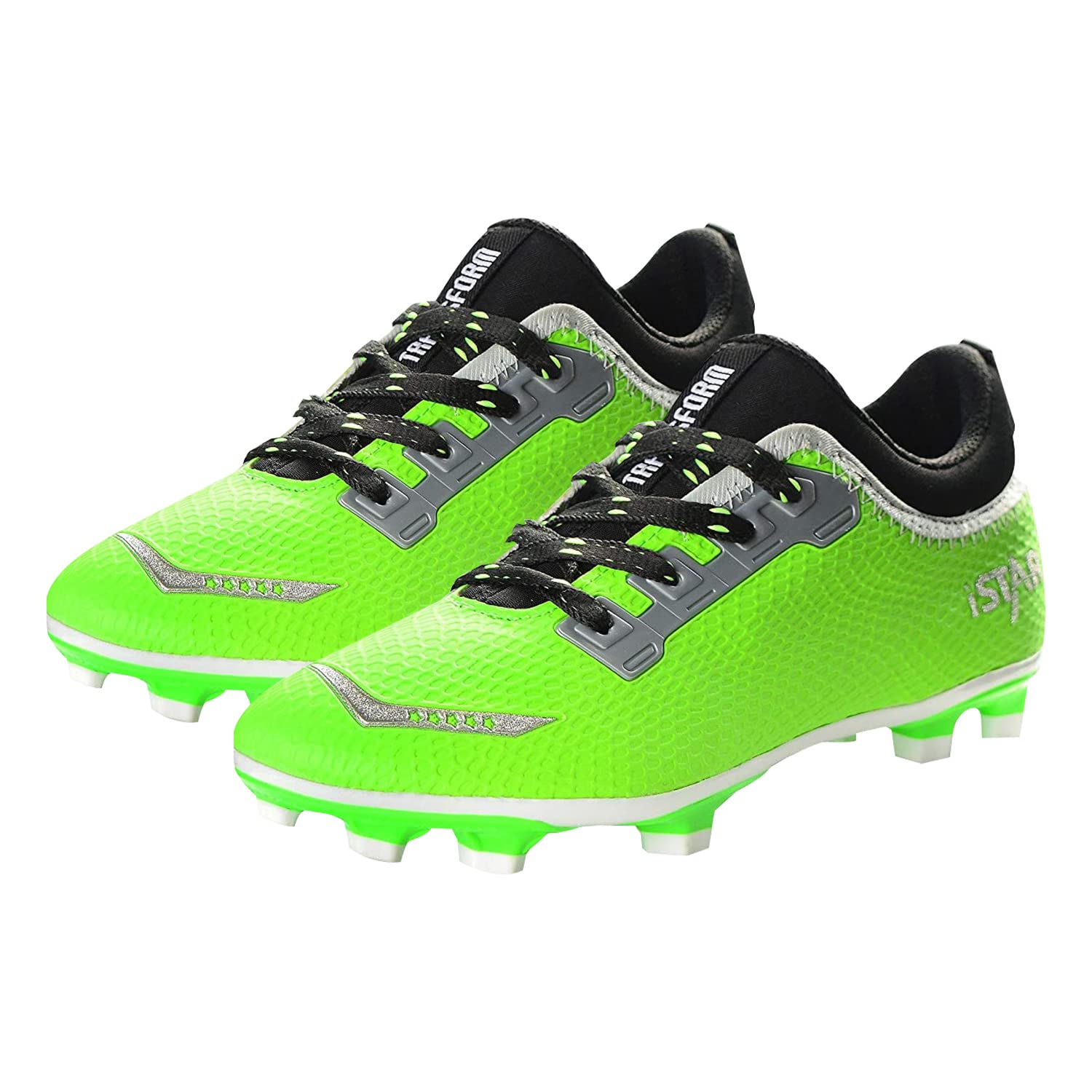 vickytransform i-Star Football Shoes for Outdoor/Indoor Training Soccer Cleats with Spikes Unisex Athletic Sneaker (Neon Green-picture-13