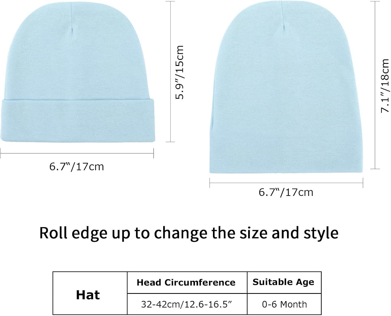 DRESHOW BQUBO 6 Pack Baby Beanie Hats for Unisex Infant Toddler Cotton Beanie Newborn Hospital Hat for Boys Girls 0-6 Months - Image 5