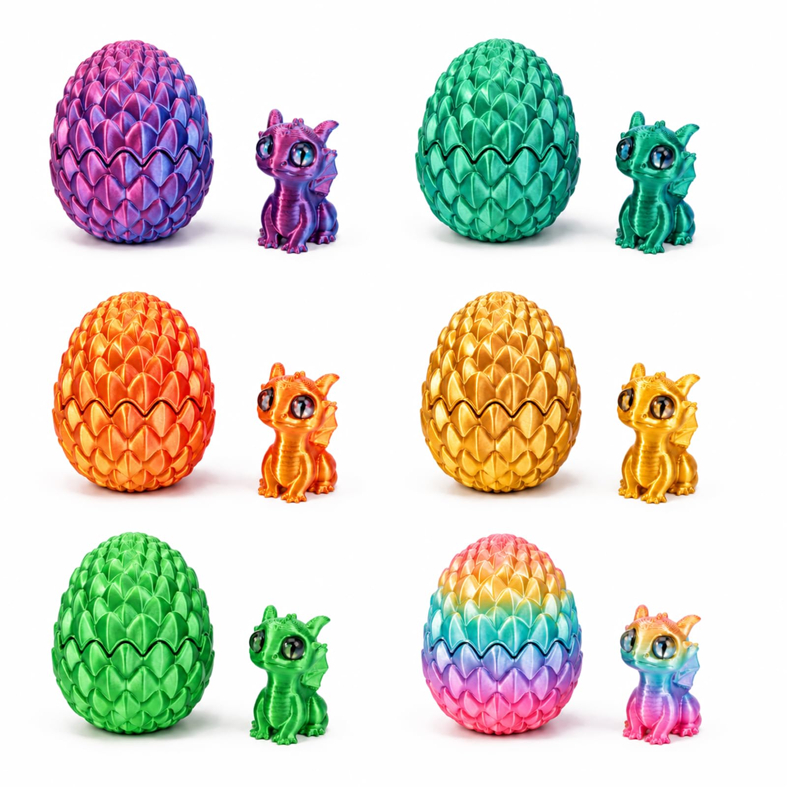 JBLJDWD 6Pcs 3D Printed Dragon Egg Set, Miniature Dragon Egg Collection, Detailed 3D Printed Dragon Design for Display